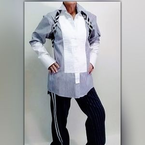 Verity re-designed button down tuxedo shirt